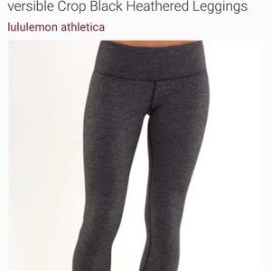 Lululemon Athletica Wunder Under Reversible Crop Black Heathered Leggings